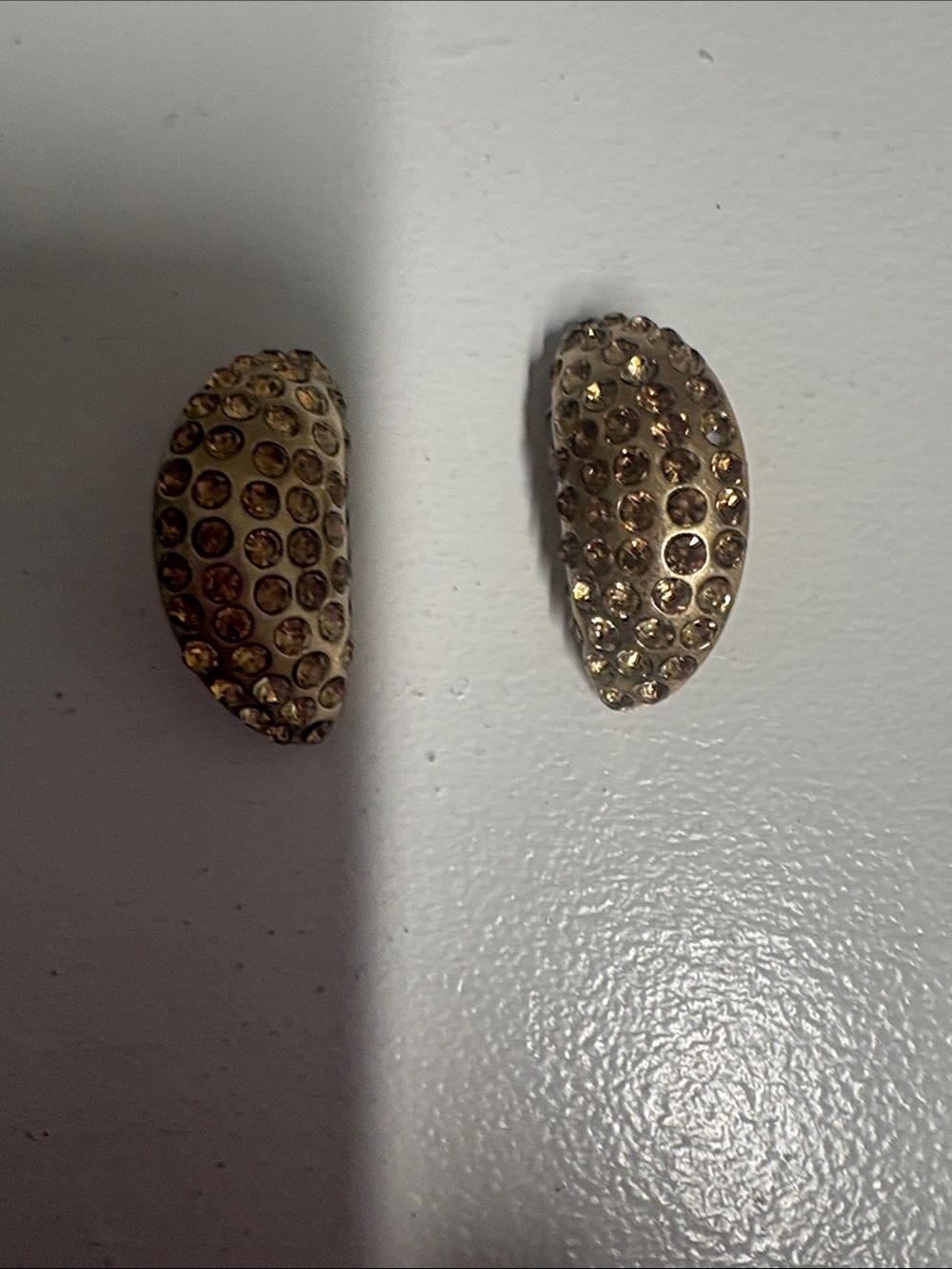Free People Gold Crystal Half-Moon Clip-On Earrings